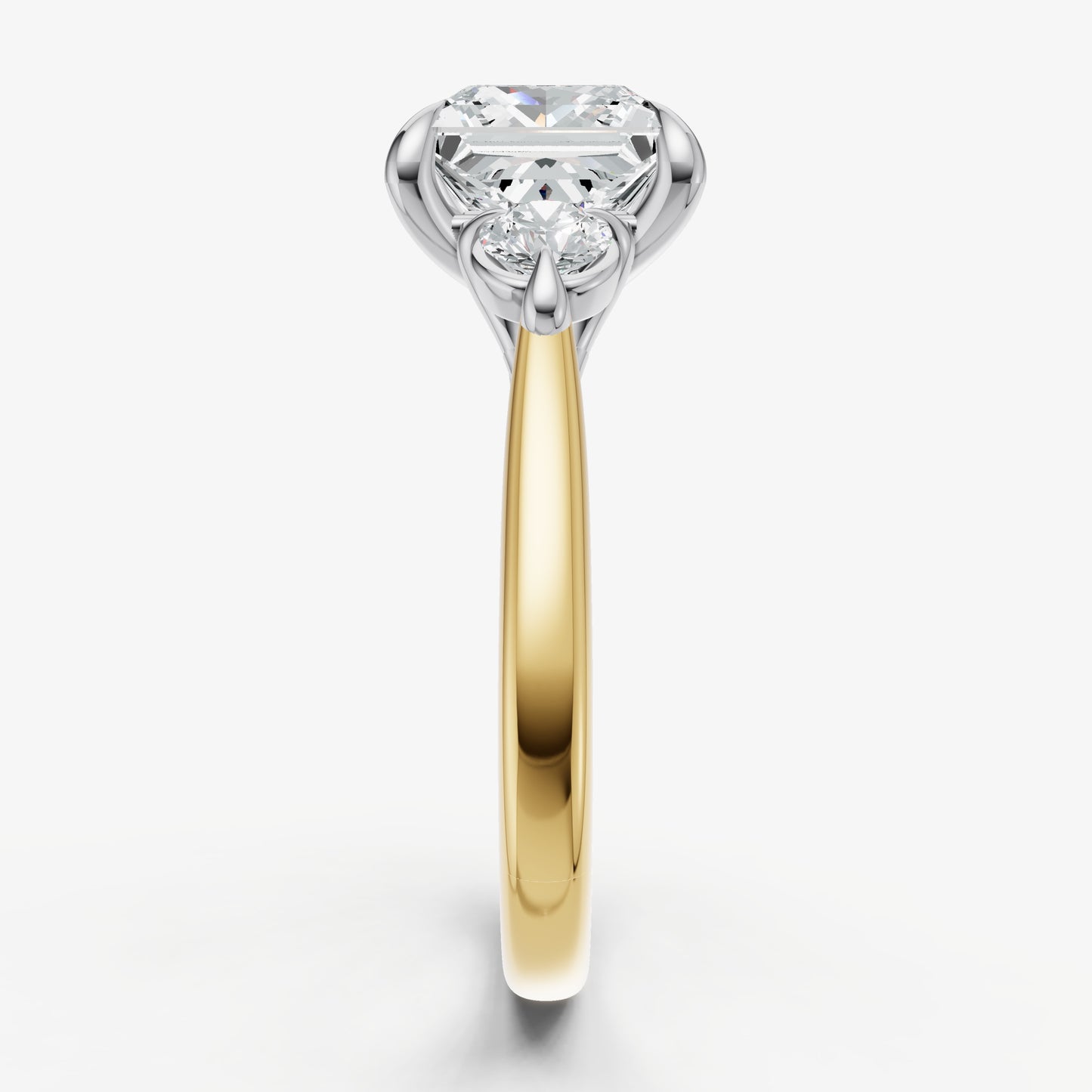Princess Engagement Ring with Round Side Diamonds