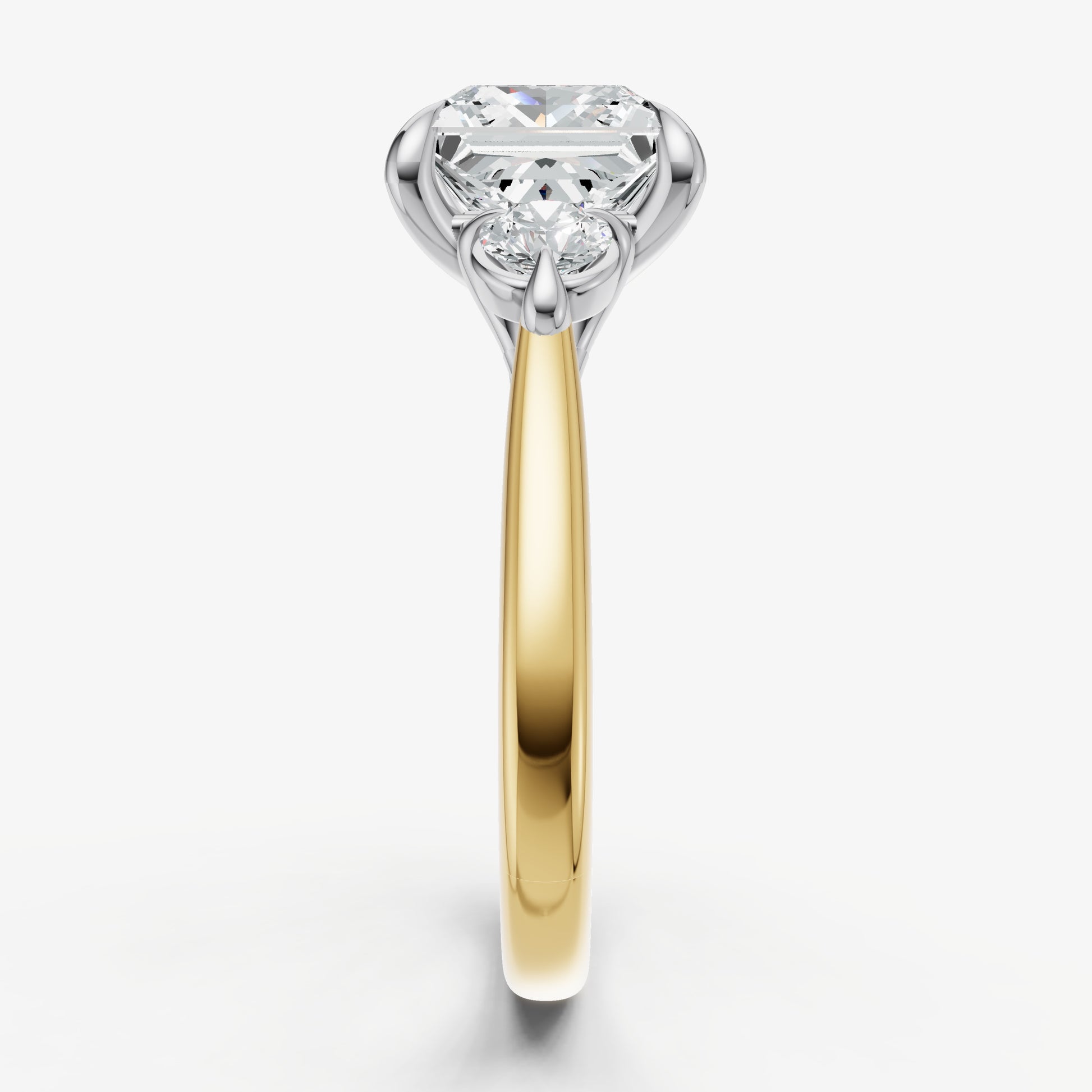 Princess Engagement Ring with Round Side Diamonds