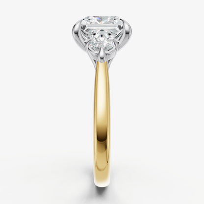 Princess Engagement Ring with Round Side Diamonds