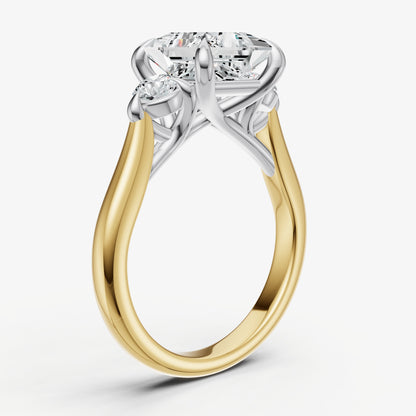 Princess Engagement Ring with Round Side Diamonds