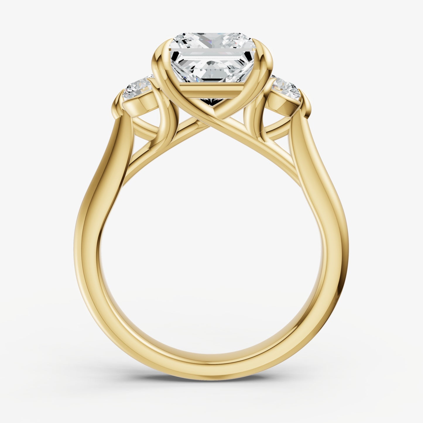 Princess Engagement Ring with Round Side Diamonds