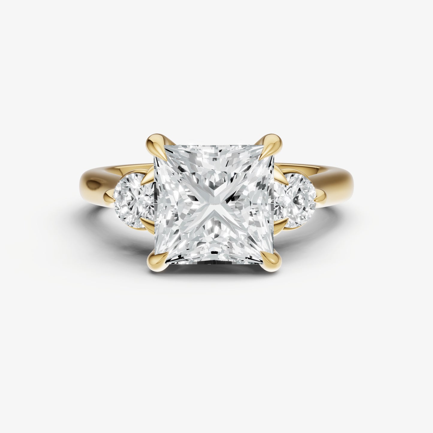 Princess Engagement Ring with Round Side Diamonds