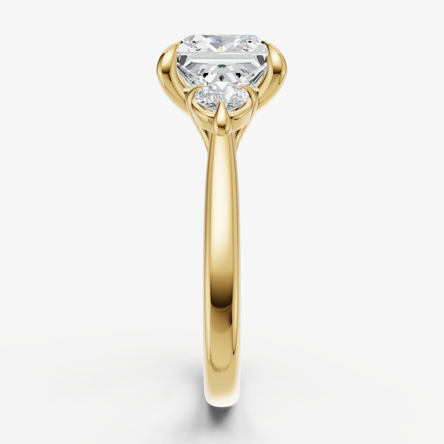 Princess Engagement Ring with Round Side Diamonds
