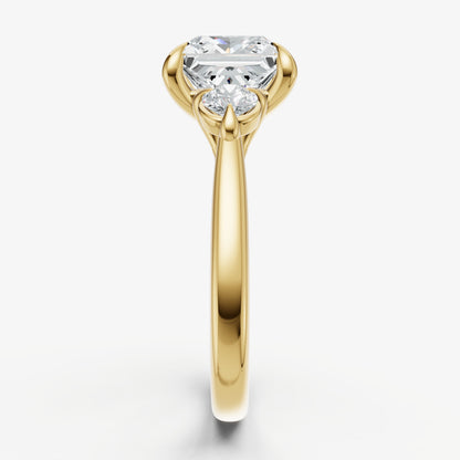 Princess Engagement Ring with Round Side Diamonds