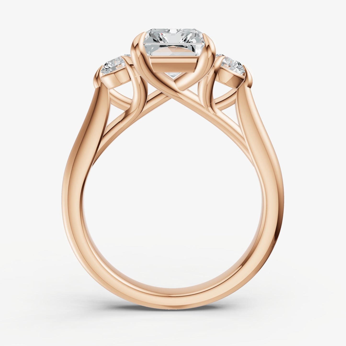 Radiant Engagement Ring with Round Side Diamonds