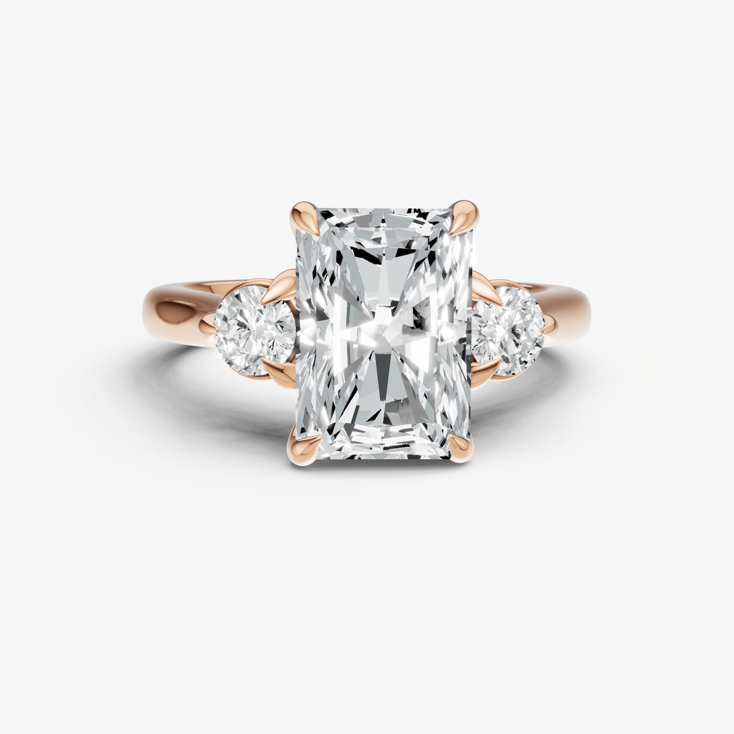 Radiant Engagement Ring with Round Side Diamonds