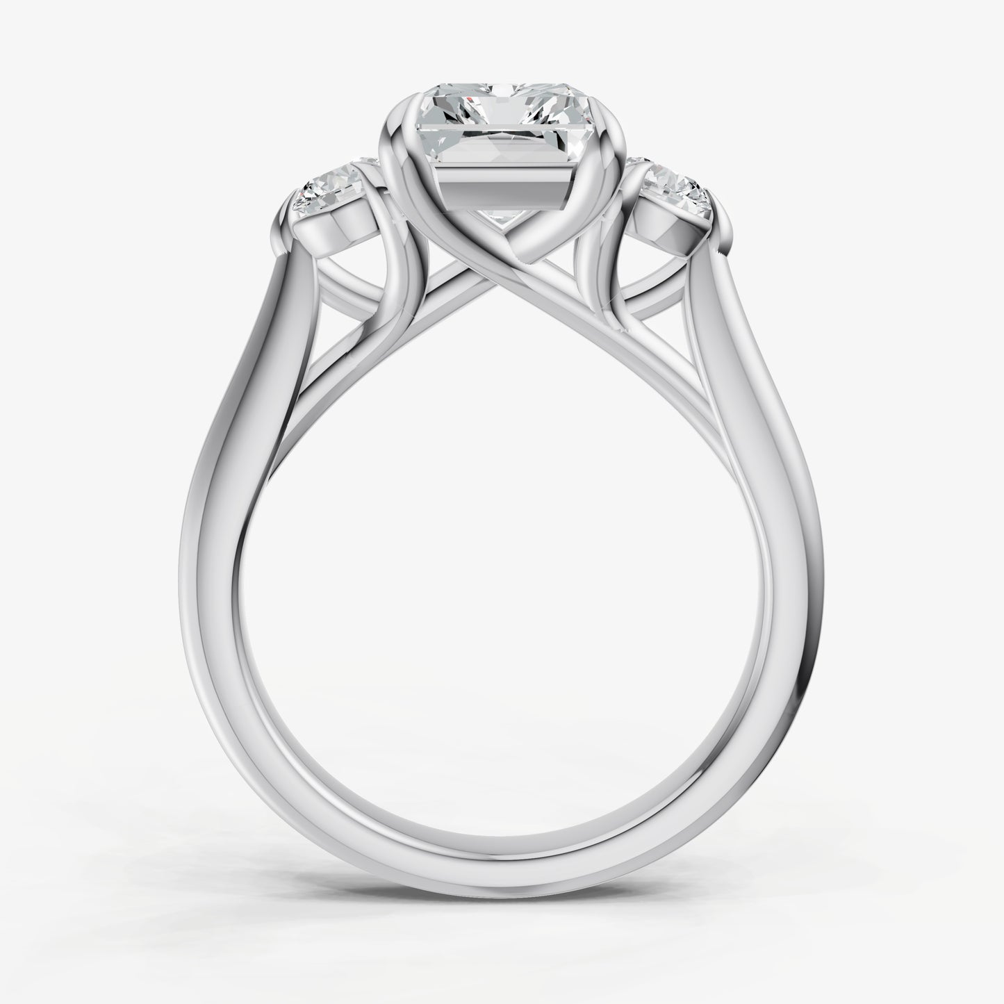 Radiant Engagement Ring with Round Side Diamonds