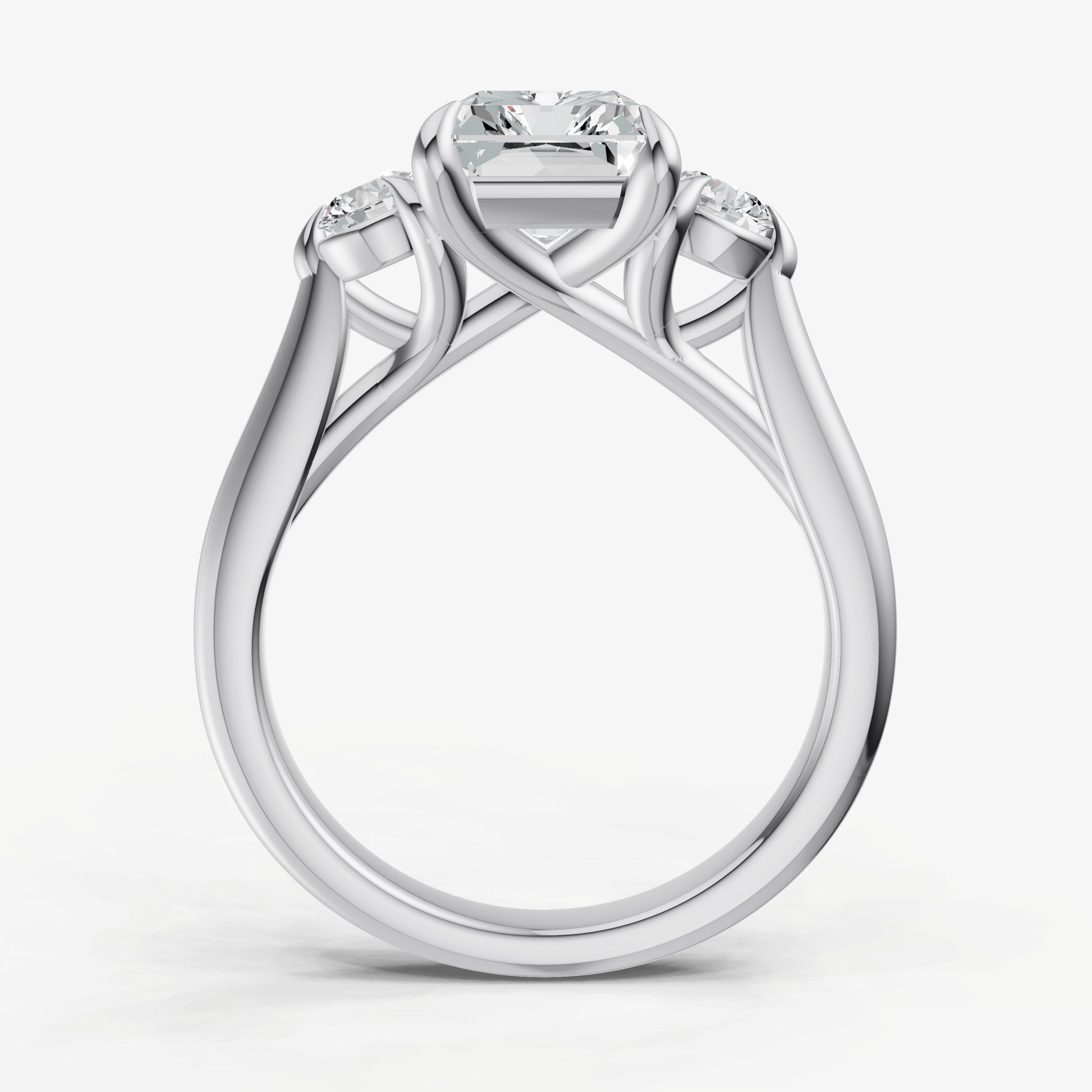 Radiant Engagement Ring with Round Side Diamonds