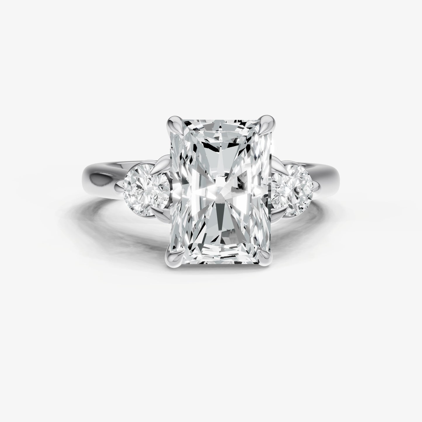 Radiant Engagement Ring with Round Side Diamonds