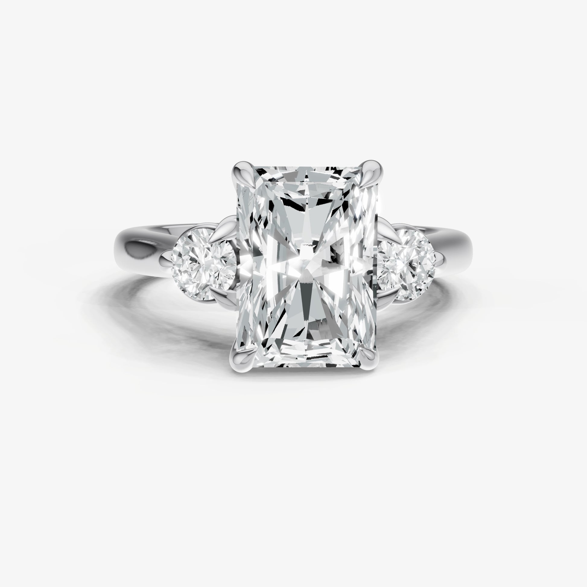 Radiant Engagement Ring with Round Side Diamonds