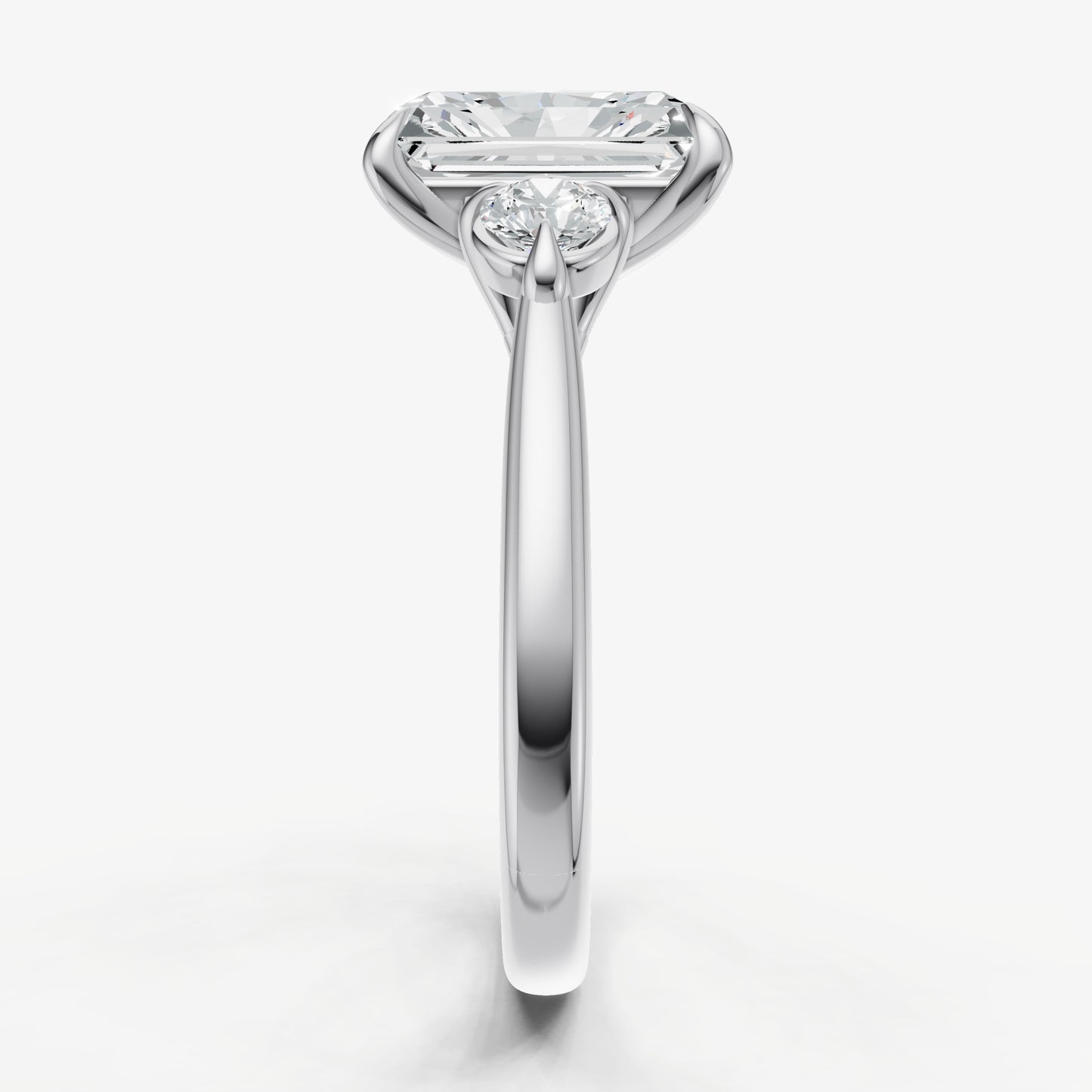 Radiant Engagement Ring with Round Side Diamonds
