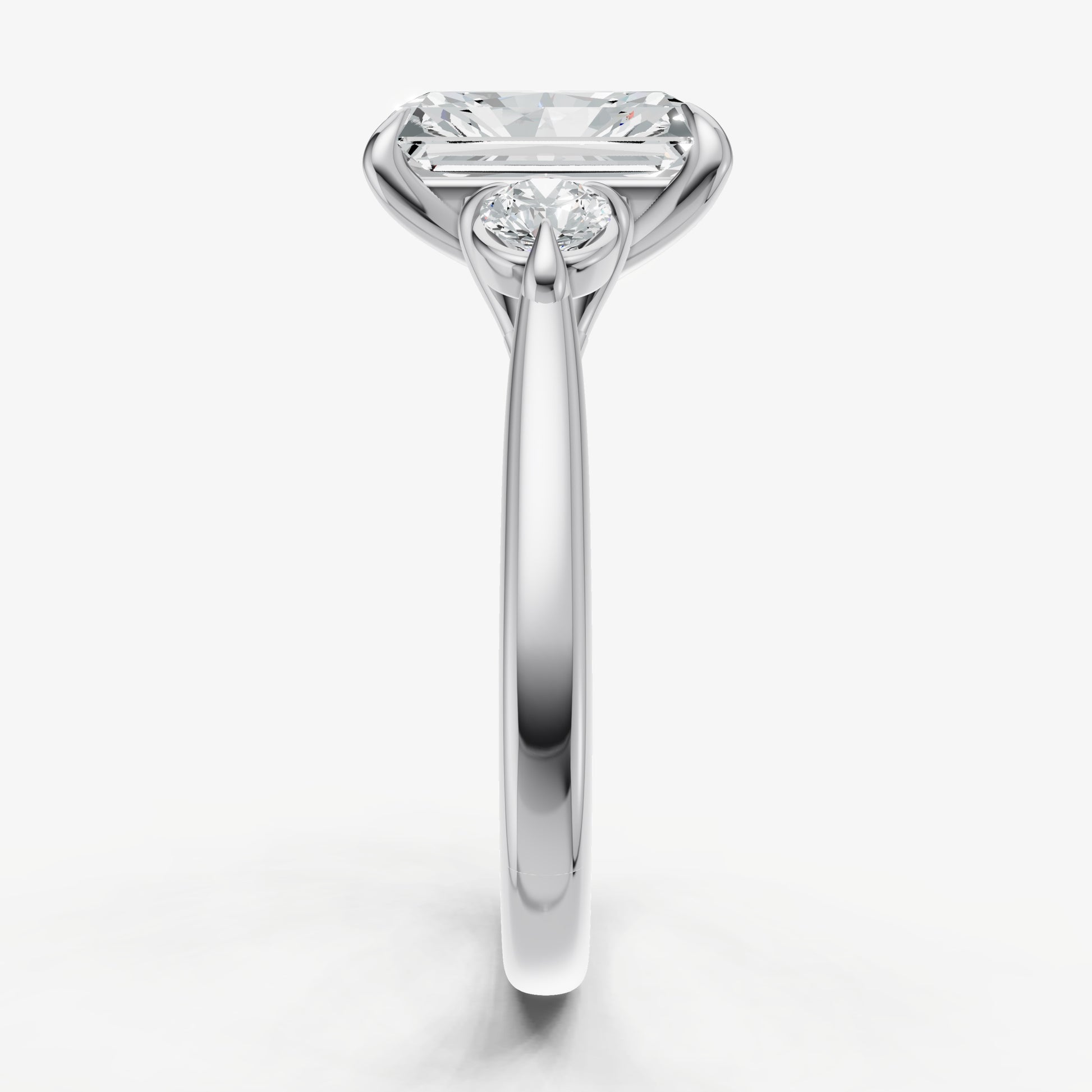 Radiant Engagement Ring with Round Side Diamonds