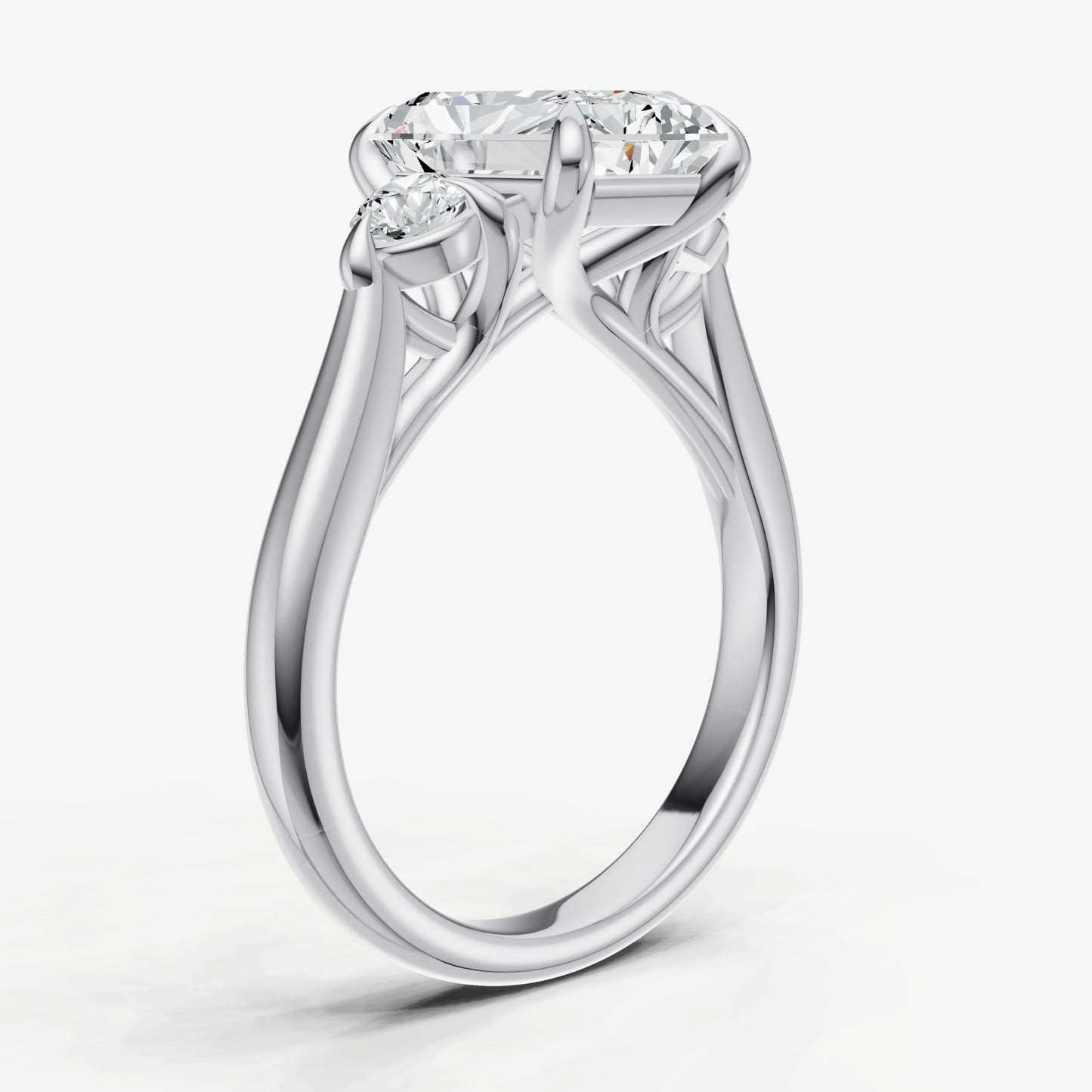 Radiant Engagement Ring with Round Side Diamonds