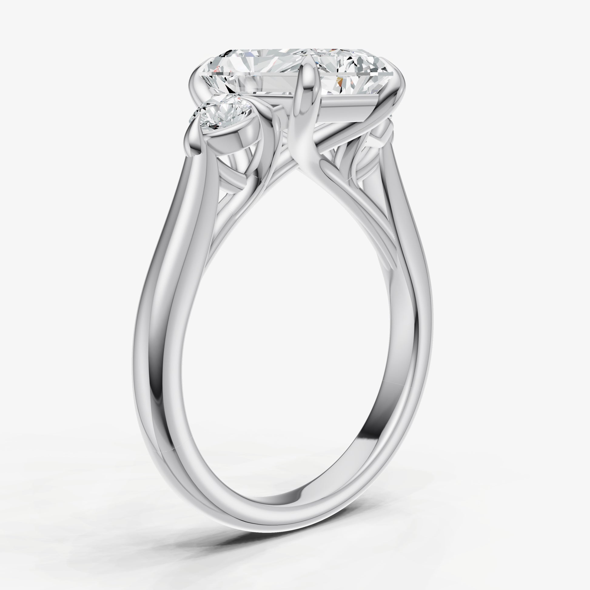 Radiant Engagement Ring with Round Side Diamonds