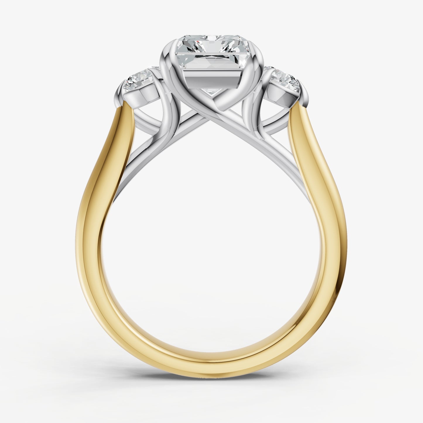 Radiant Engagement Ring with Round Side Diamonds