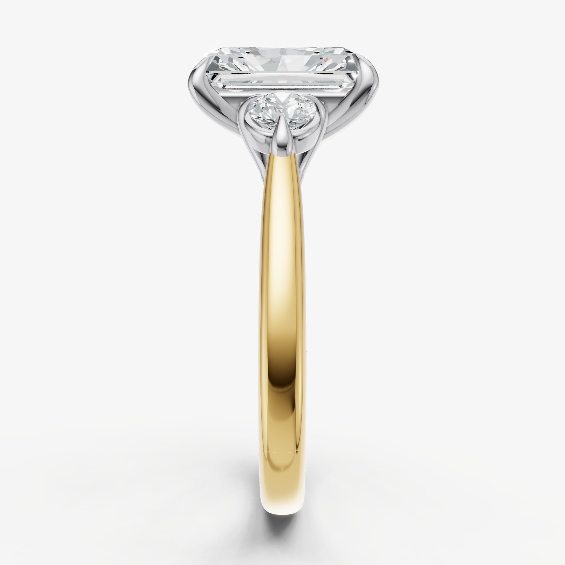 Radiant Engagement Ring with Round Side Diamonds