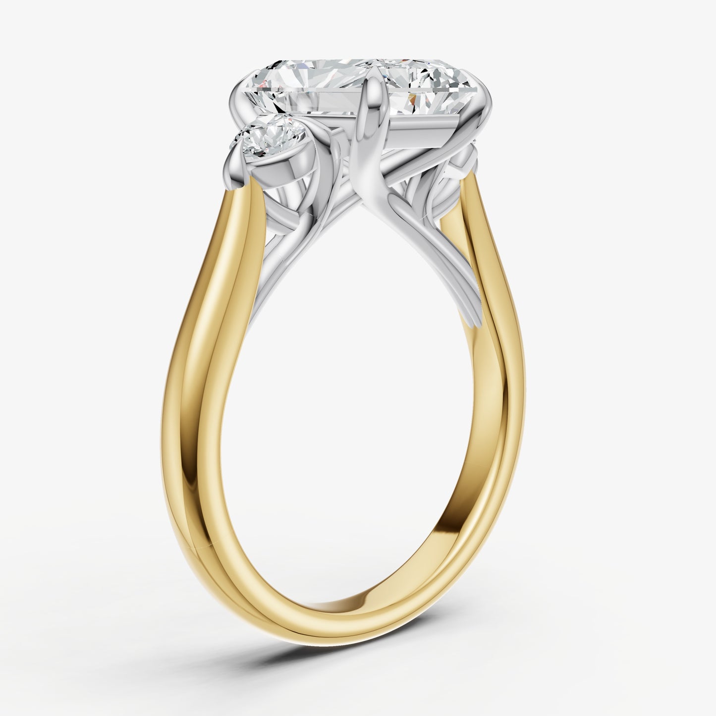 Radiant Engagement Ring with Round Side Diamonds