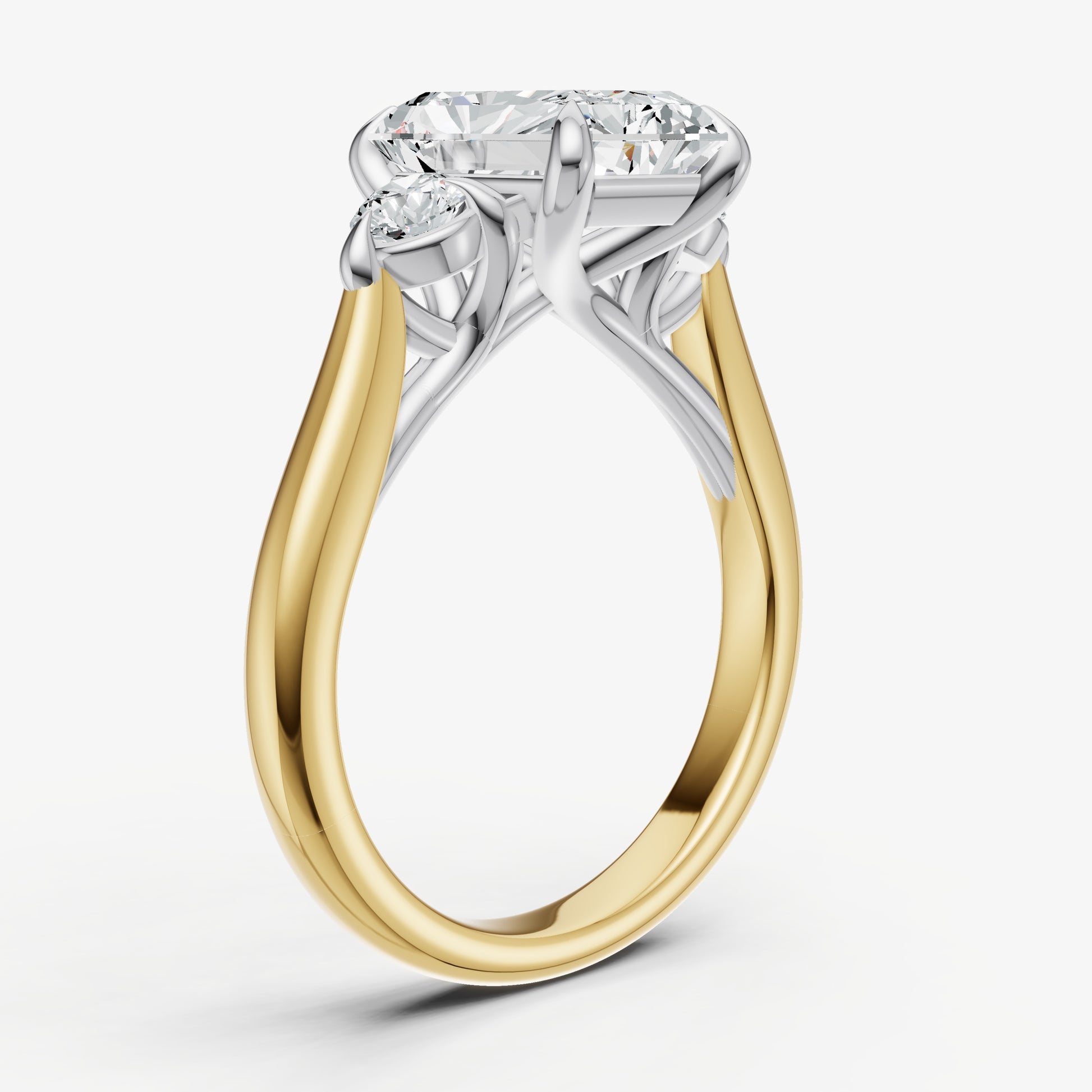 Radiant Engagement Ring with Round Side Diamonds
