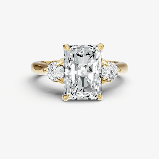 Radiant Engagement Ring with Round Side Diamonds