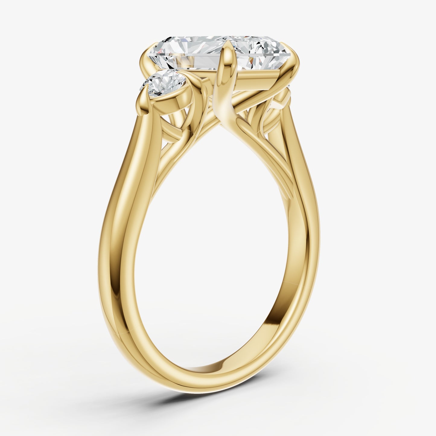 Radiant Engagement Ring with Round Side Diamonds