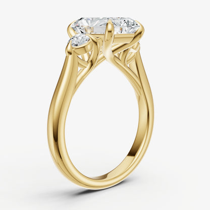 Radiant Engagement Ring with Round Side Diamonds