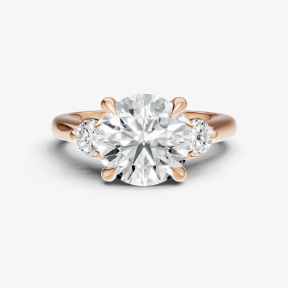 Round Engagement Ring with Round Side Diamonds