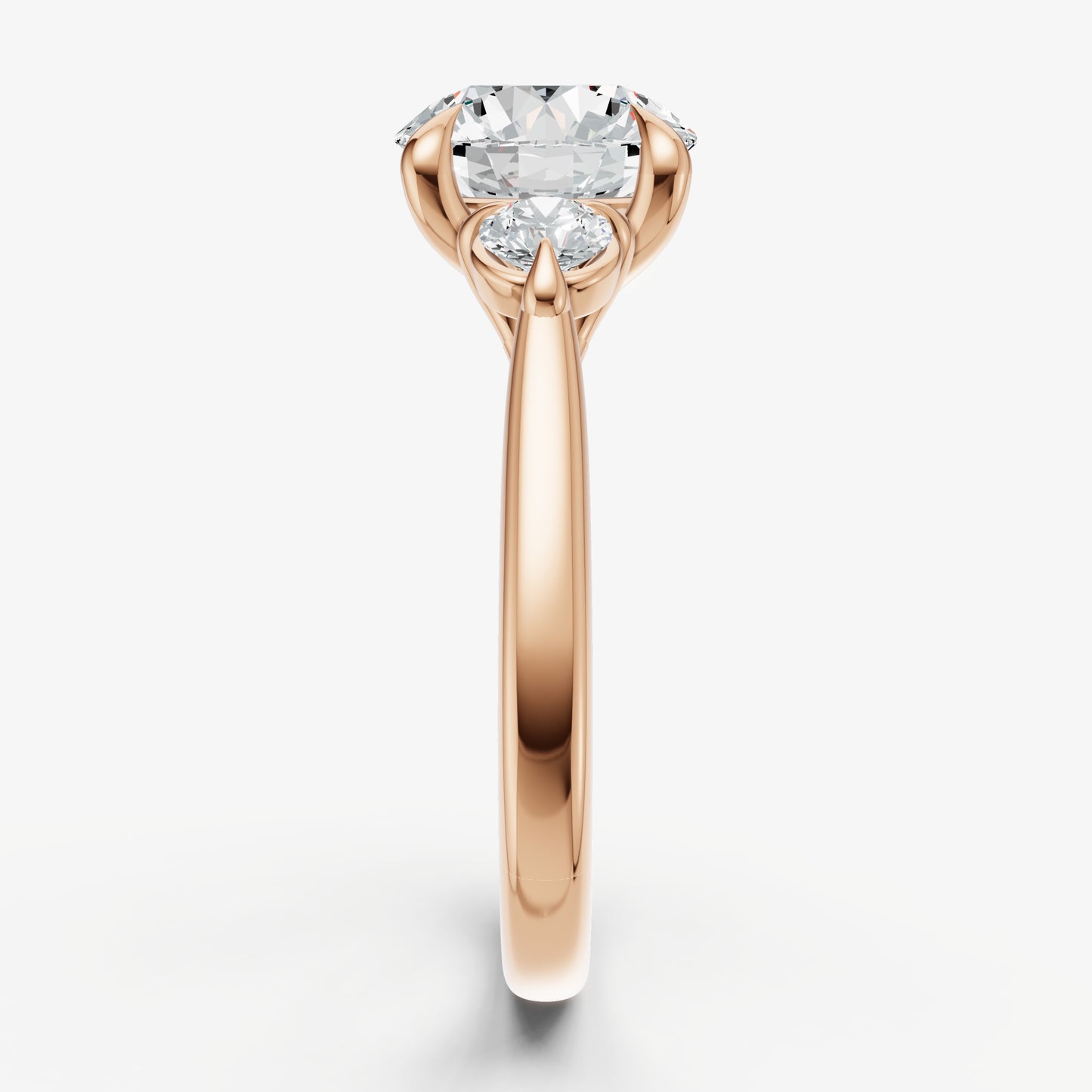 Round Engagement Ring with Round Side Diamonds