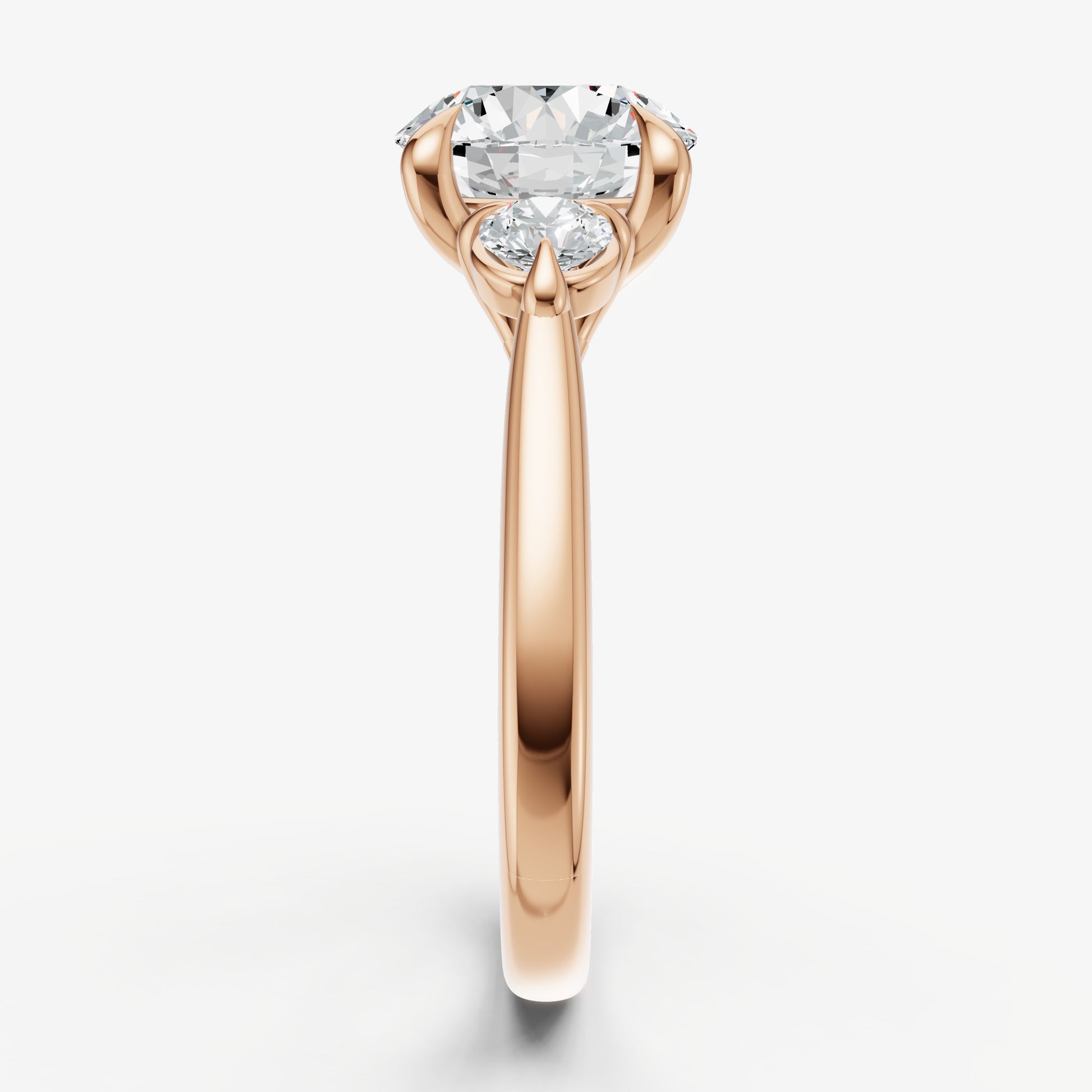 Round Engagement Ring with Round Side Diamonds