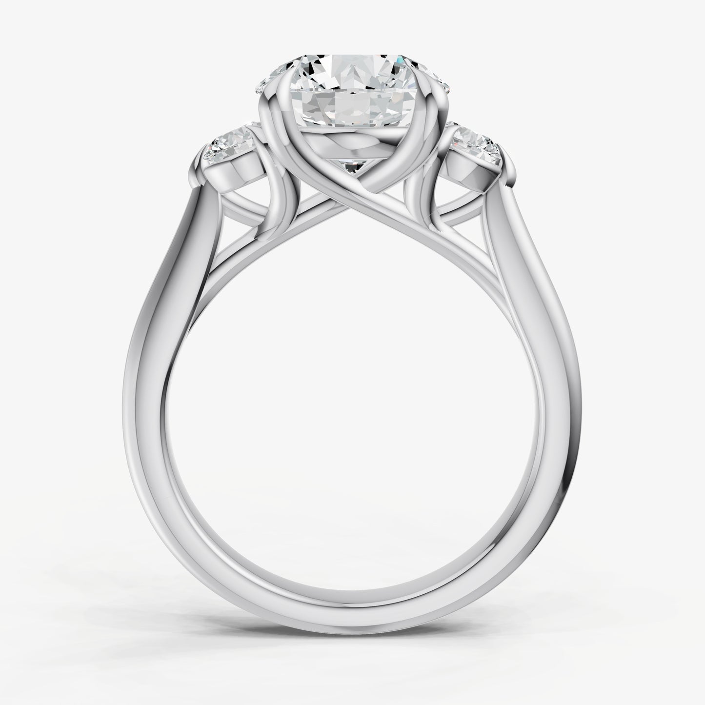 Round Engagement Ring with Round Side Diamonds