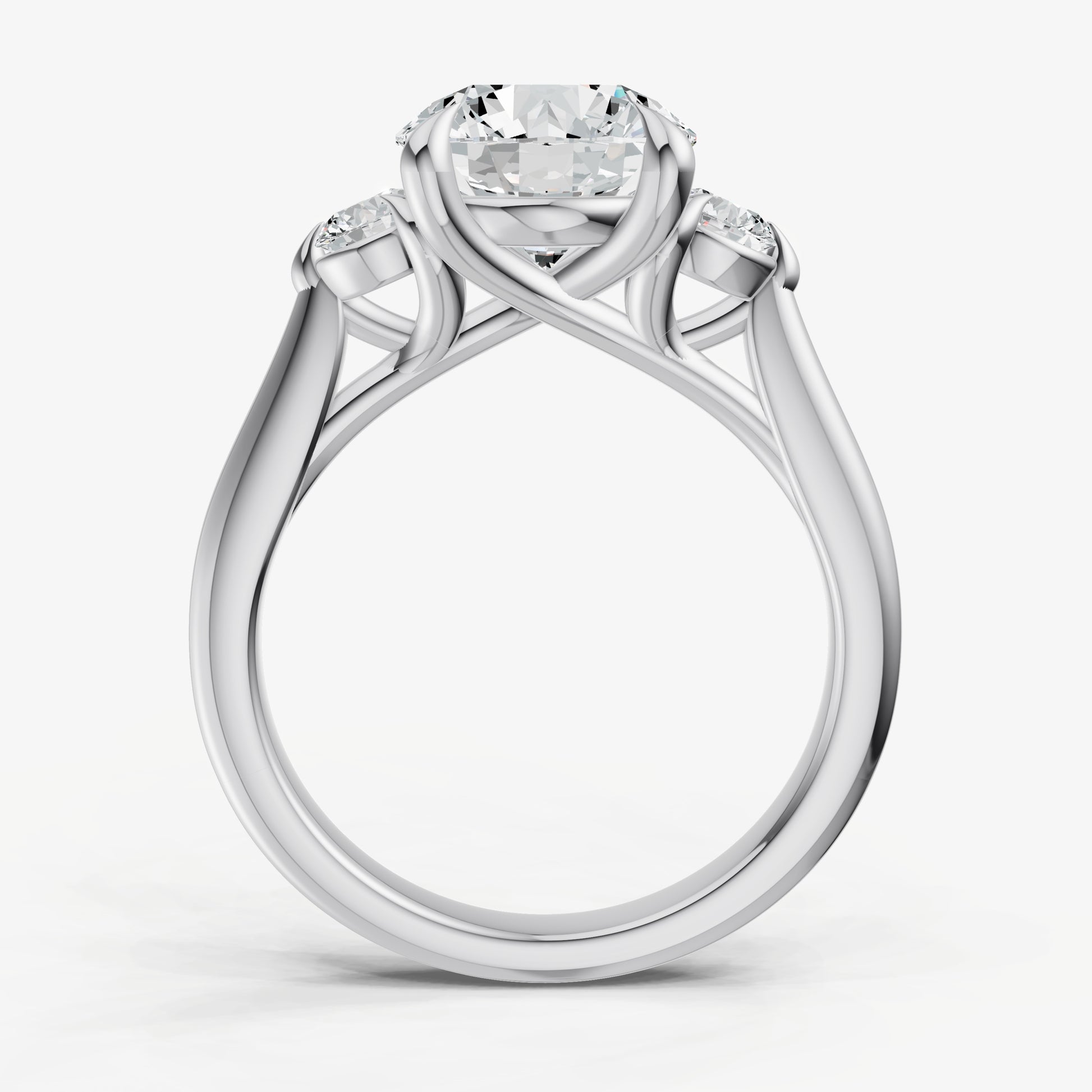 Round Engagement Ring with Round Side Diamonds