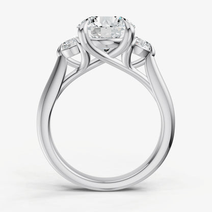 Round Engagement Ring with Round Side Diamonds