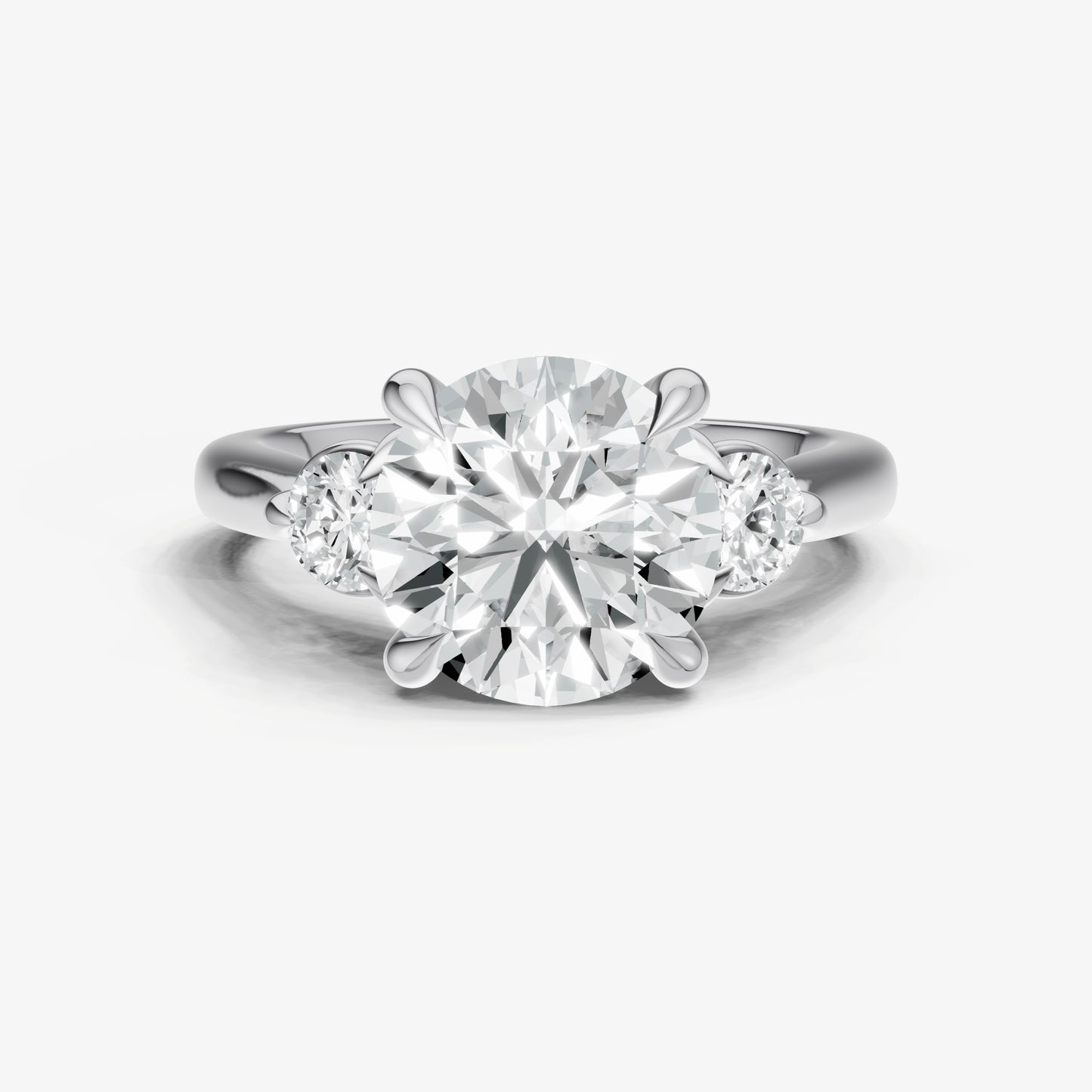 Round Engagement Ring with Round Side Diamonds