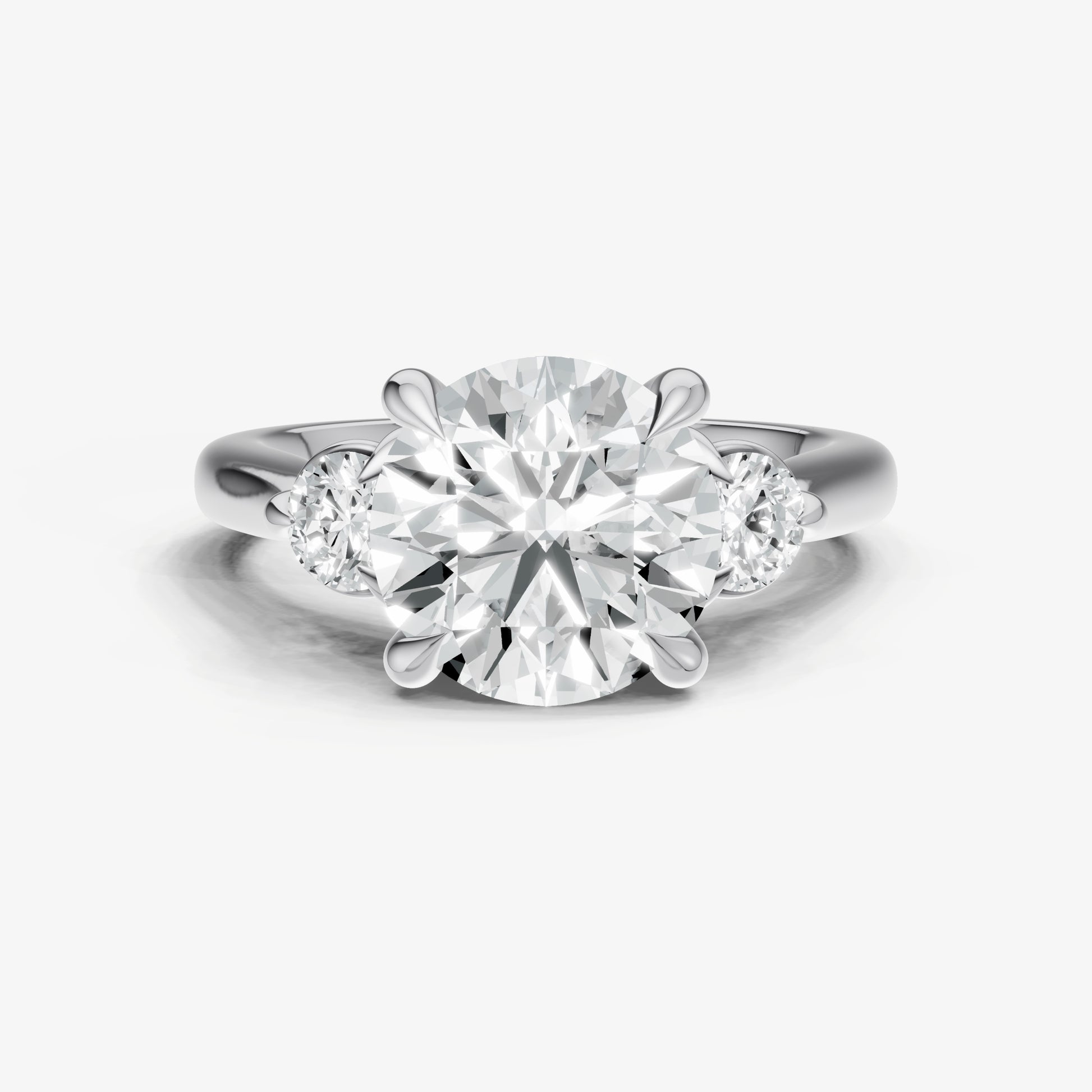Round Engagement Ring with Round Side Diamonds
