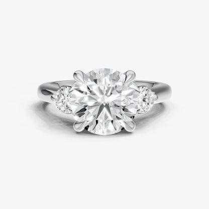 Round Engagement Ring with Round Side Diamonds