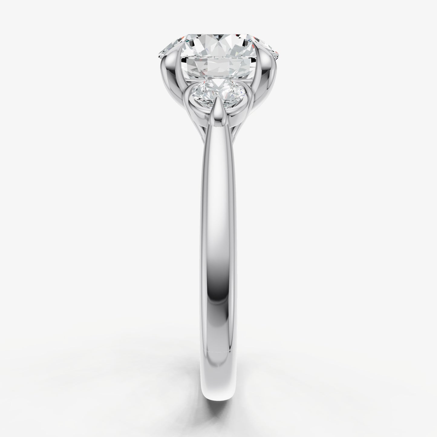 Round Engagement Ring with Round Side Diamonds