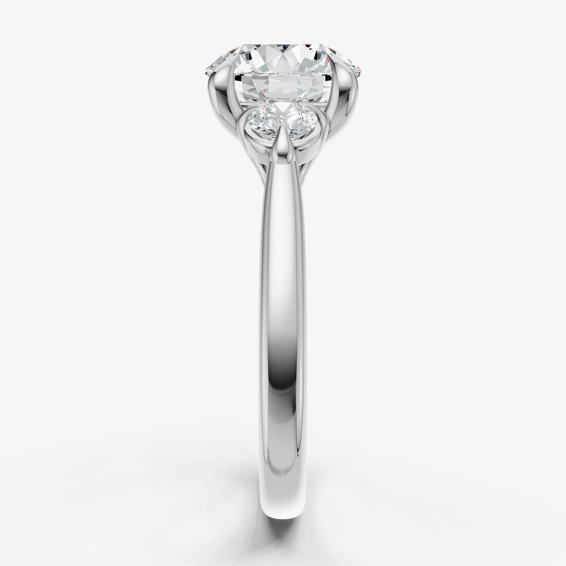 Round Engagement Ring with Round Side Diamonds
