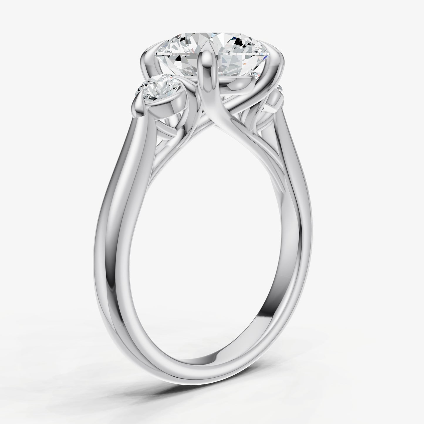 Round Engagement Ring with Round Side Diamonds