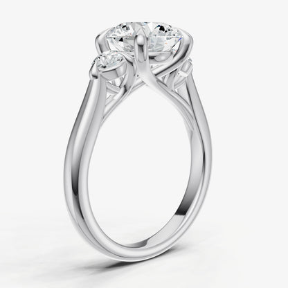 Round Engagement Ring with Round Side Diamonds