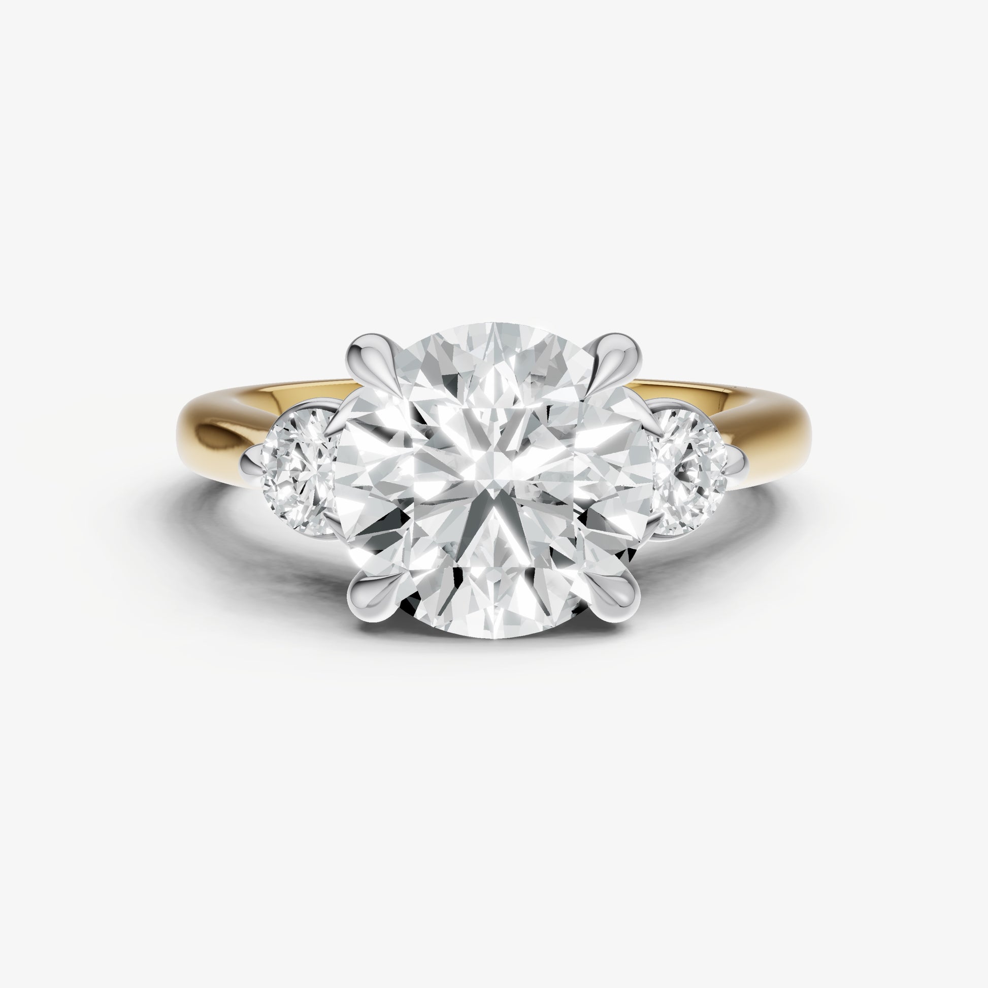 Round Engagement Ring with Round Side Diamonds