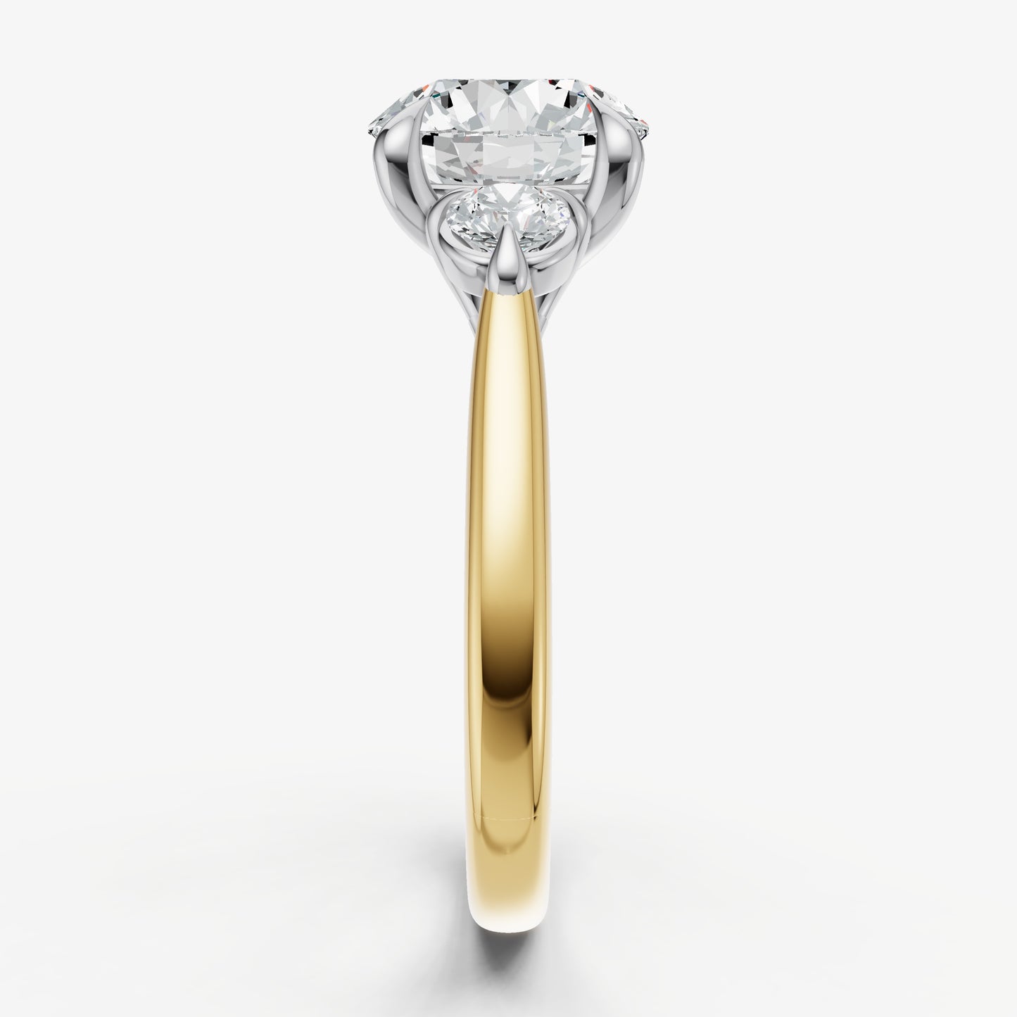 Round Engagement Ring with Round Side Diamonds