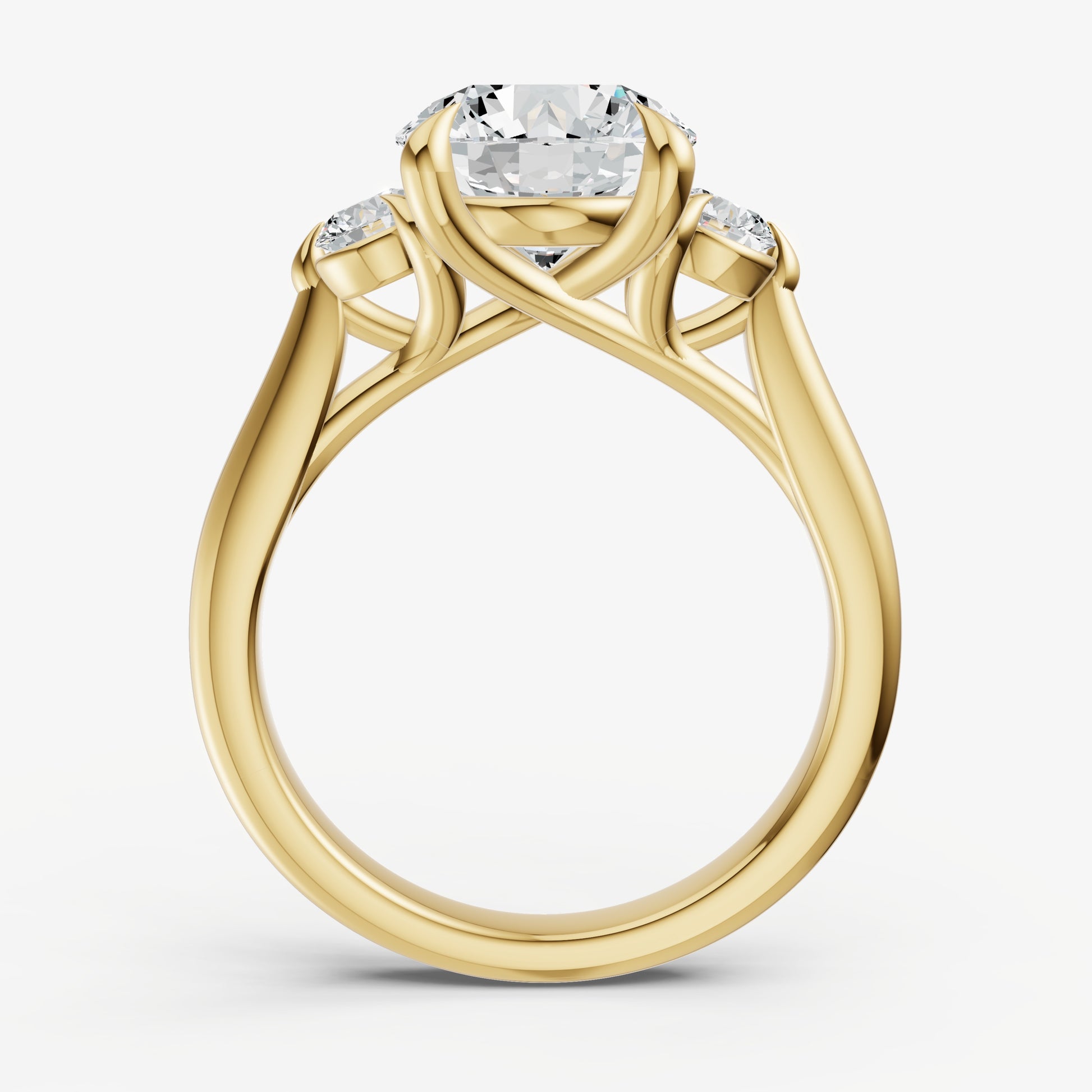 Round Engagement Ring with Round Side Diamonds