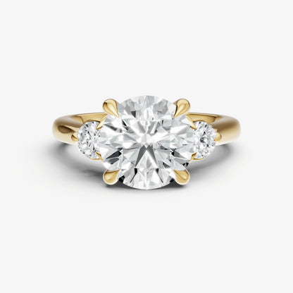 Round Engagement Ring with Round Side Diamonds