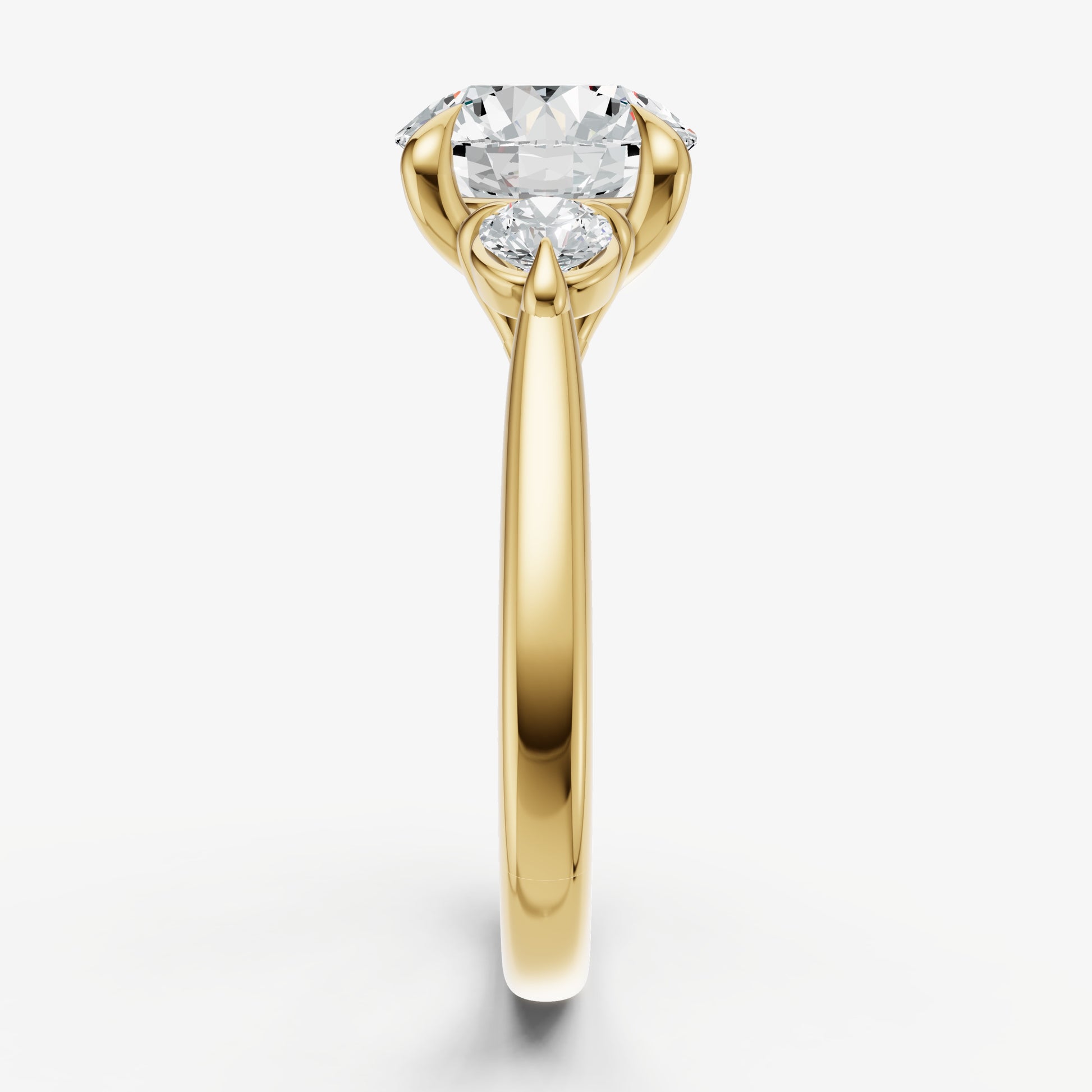 Round Engagement Ring with Round Side Diamonds