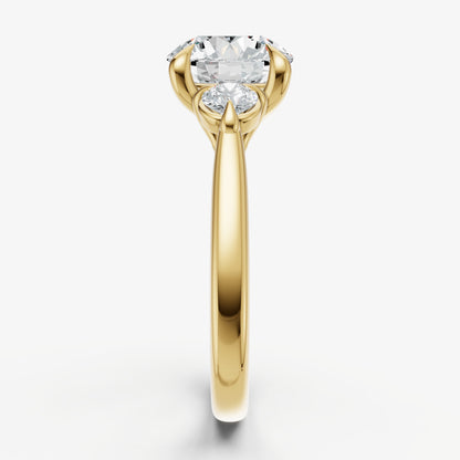Round Engagement Ring with Round Side Diamonds