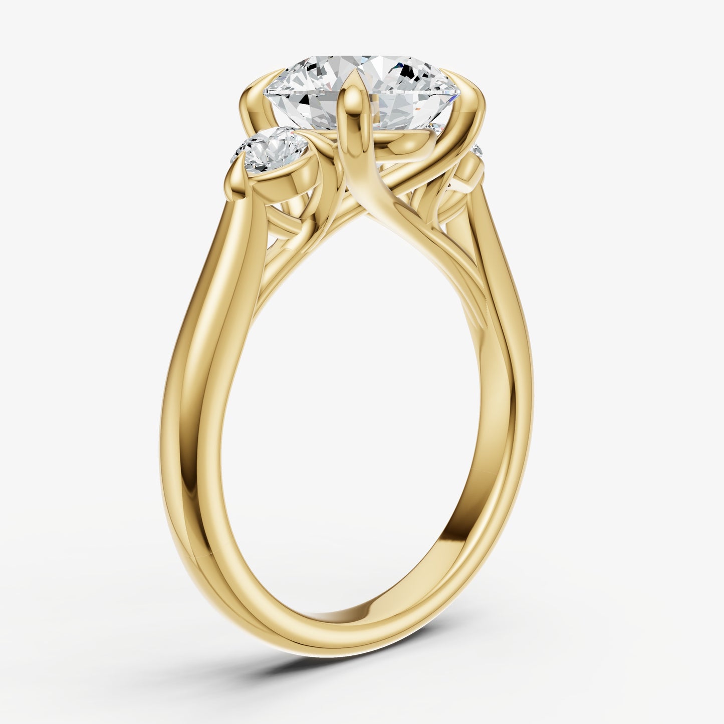 Round Engagement Ring with Round Side Diamonds