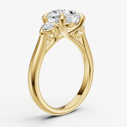 Round Engagement Ring with Round Side Diamonds