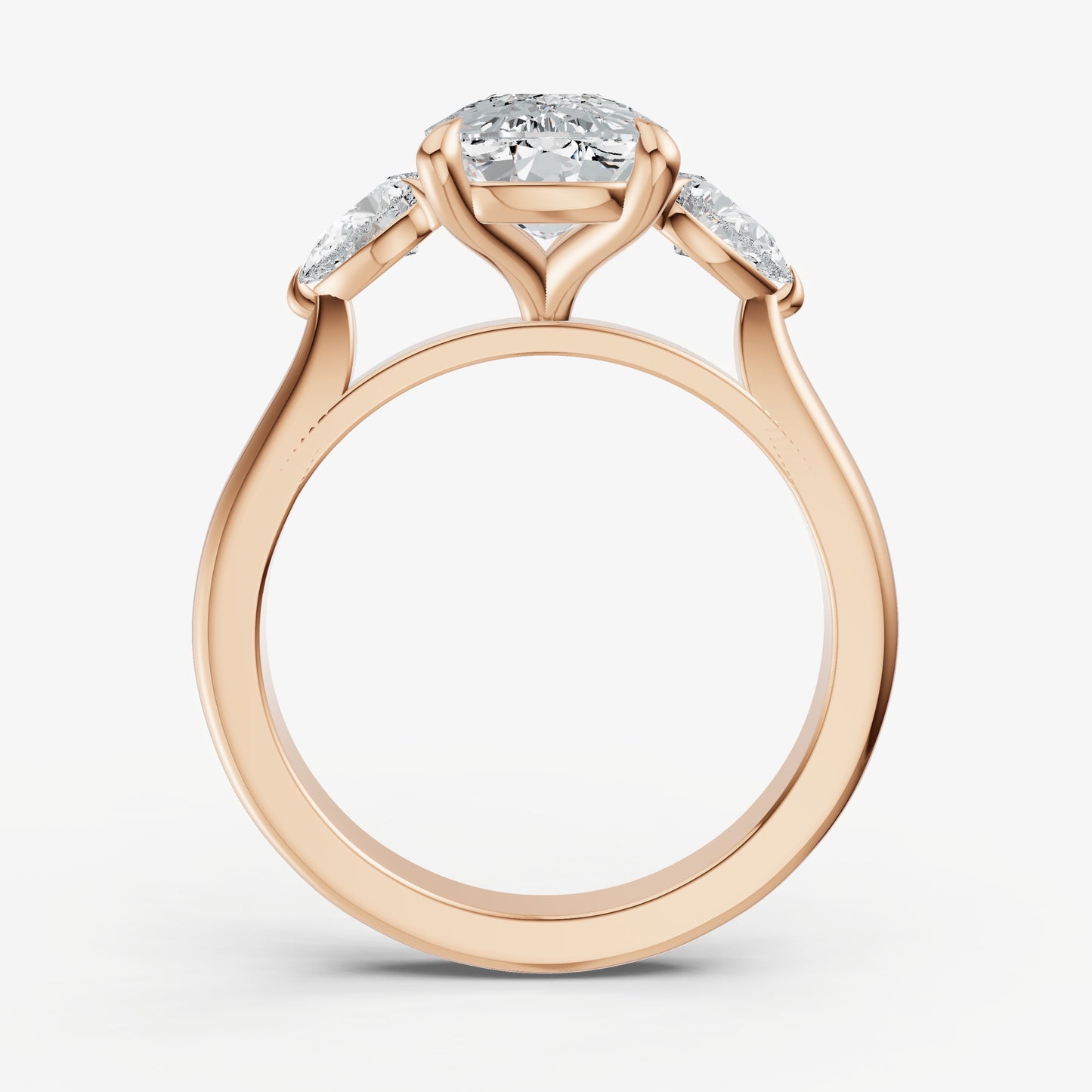 Elongated Cushion Engagement Ring with Pear Side Diamonds