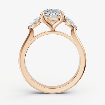 Elongated Cushion Engagement Ring with Pear Side Diamonds