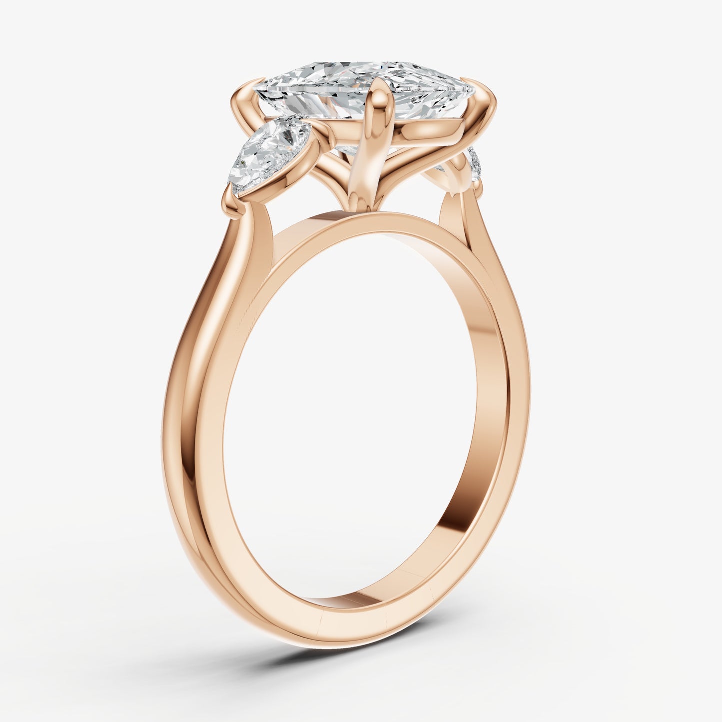 Elongated Cushion Engagement Ring with Pear Side Diamonds