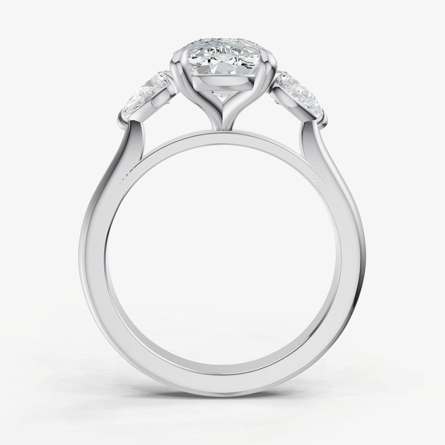 Elongated Cushion Engagement Ring with Pear Side Diamonds